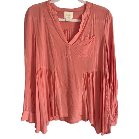 *DONATING SOON* Maeve | Size 2 orange/pink Laiken Henley Popover Top - Picture 2 of 7